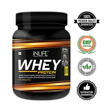 Inlife Whey Protein Powder | With Digestive Enzymes For Muscle Growth | Flavour Mango