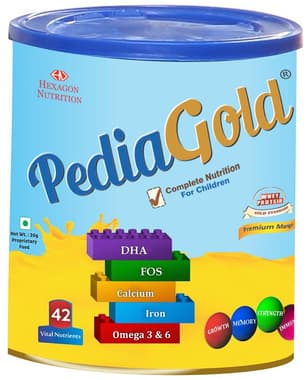 PediaGold with Protein, Iron, Calcium & DHA | For Kids' Energy, Growth & Immunity | Flavour Mango Powder