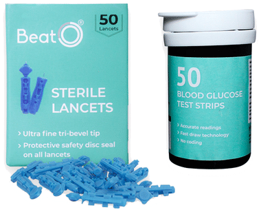 BeatO Curv Combo Pack of Blood Glucose Test Strips & Lancets (50 Each)