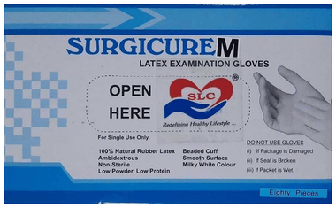 SLC Surgicure Latex Examination Gloves Medium Size Milky White