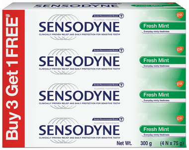 Sensodyne Toothpaste 75gm Each (Buy 3 Get 1 Free) Fresh Mint Sensodyne Toothpaste 75gm Each (Buy 3 Get 1 Free) Fresh Mint