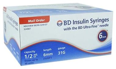 BD Insulin Syringes with BD Ultra-Fine Needle 100U 31G 6MM