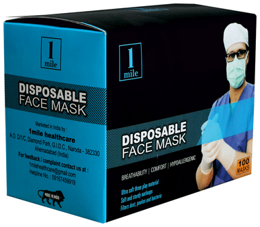 1Mile Disposable 3 Ply Face Mask Blue Regular 1Mile Disposable 3 Ply Face Mask Blue Regular