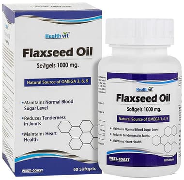 HealthVit Flaxseed Oil 1000mg | With Omega 3-6-9 | Softgel for Heart & Joint Health HealthVit Flaxseed Oil 1000mg | With Omega 3-6-9 | Softgel for Heart & Joint Health