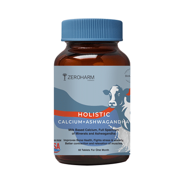 Zeroharm Sciences Holistic Calcium + Ashwagandha Tablet for Muscle, Bone and Joint Health