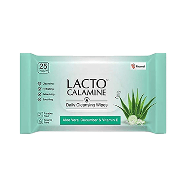 Lacto Calamine Daily Cleansing Wipes with Aloe Vera, Cucumber & Vitamin E