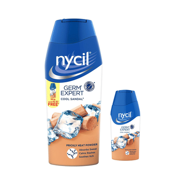 Nycil Germ Expert Cool Sandal Prickly Heat Powder With Nycil Cool Herbal 50gm Free
