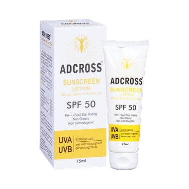 Adcross SPF 50 Sunscreen Lotion PA+++ | Water Resistant & Non-Greasy