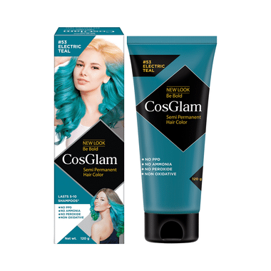 CosGlam Semi Permanent Hair Color | PPD & Ammonia Free | Electric Teal