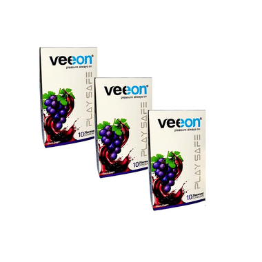 Veeon Play Safe Flavoured Condom (10 Each) Black Grapes