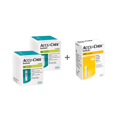 Accu-Chek Combo Pack Of 2 Pack Instant 50 Test Strip & 1 Pack 200 Softclix Lancet