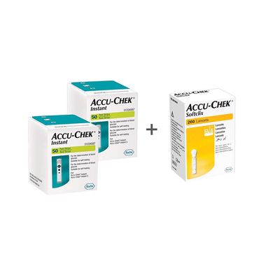 Accu-Chek Combo Pack of 2 Pack Instant 50 Test Strip & 1 Pack 200 Softclix Lancet