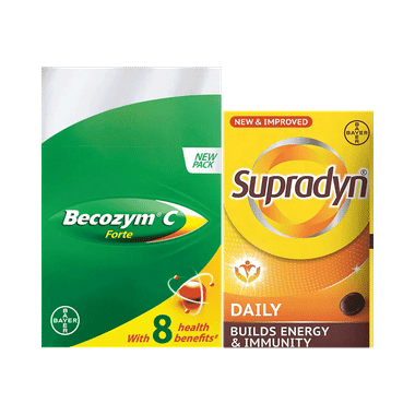 Combo Pack of Supradyn Daily Multivitamin Tablets (15) & Becozym C Forte with Biotin, Vitamin C & B Complex | Tablet (15)