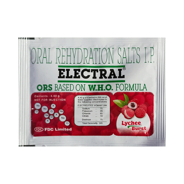 Electral | ORS For Replenishing Body Fluids & Electrolytes | For Stomach Care Lychee Burst