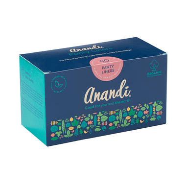 Anandi 100% Organic Cotton Panty Liners For Women 160mm (40 Each)