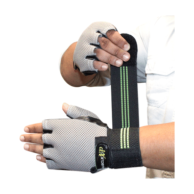 MuscleXP Sports Gloves Black, Green & Grey