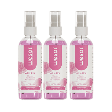 Wesol Food Grade Hydrogen Peroxide 1% All In One Multi Surface Cleaner Liquid, Disinfectant And Air Freshner (100ml Each) Soft Rose