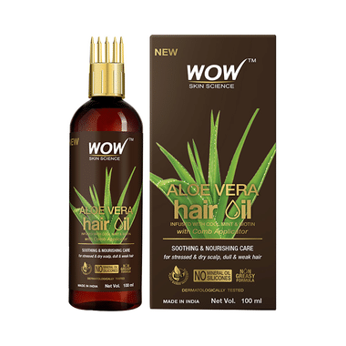 WOW Skin Science Aloe Vera Hair Oil with Comb Applicator