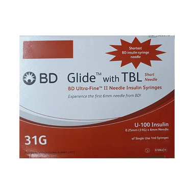 BD Insulin Syringes With BD Ultra-Fine Needle 100U 31G 6MM | Diabetes Monitoring Devices