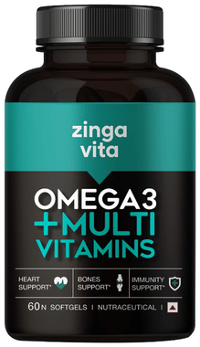 Zingavita Omega 3 + Multivitamin for Heart, Bones & Immunity Support |