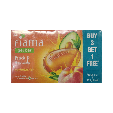 Fiama Gel Bar (125gm Each) Peach & Avocado Buy 3 Get 1 Free