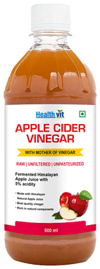 HealthVit Apple Cider Vinegar ACV with Mother Vinegar Acidity 5% | For Weight Loss & Metabolism | Unfiltered HealthVit Apple Cider Vinegar ACV with Mother Vinegar Acidity 5% | For Weight Loss & Metabolism | Unfiltered