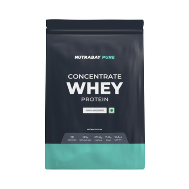 Nutrabay Whey Concentrate Protein for Muscle Recovery | No Added Sugar | Powder Unflavoured