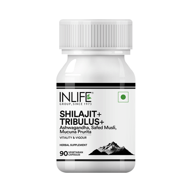 Inlife Shilajit With Safed Musli | Ashwagandha, Tribulus (Gokshura) Vegetarian Capsule For Men And Women