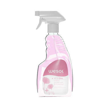 Wesol Food Grade Hydrogen Peroxide 1% All In One Multi Surface Cleaner Liquid, Disinfectant And Air Freshner Spray (500ml Each) Soft Rose