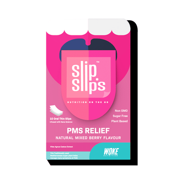 Slip Slip's PMS Relief Oral Strips Supports Periods Cramps And Soothes Migraine Natural Mixed Berry