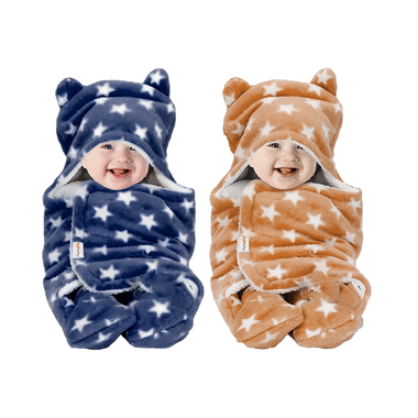 Oyo Baby Blanket Wrapper Sleeping Bag Star Dark Blue & Star Beige