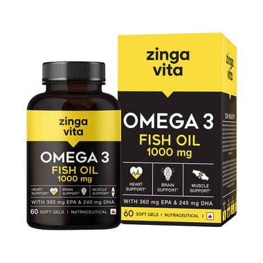 Zingavita Omega 3 Fish Oil 1000mg | Softgel for Heart, Brain & Muscle Support