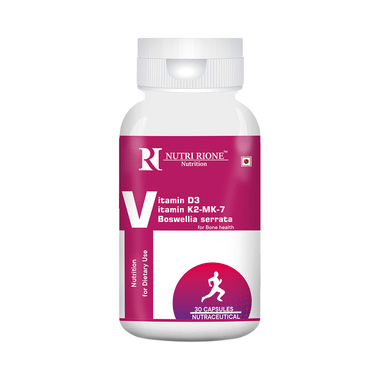 NutriRione Vitamin K2 with Vitamin D3 and Boswellia Serrata Veg Capsule for Bone Health