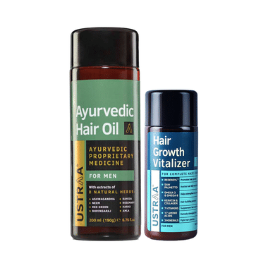 Ustraa Combo Pack Of Ayurvedic Hair Oil 200ml & Hair Growth Vitalizer 100ml
