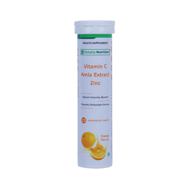 Simply Nutrition Vitamin C Amla Extract Zinc Effervescent Tablet Orange