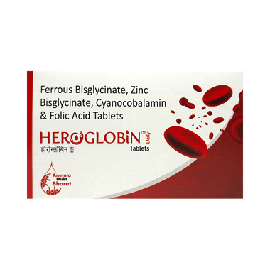 Heroglobin Daily Ferrous Bisglycinate Zinc Bisglycinate Cyanocobalamin Folic Acid Supplement Tablets (60 Each)