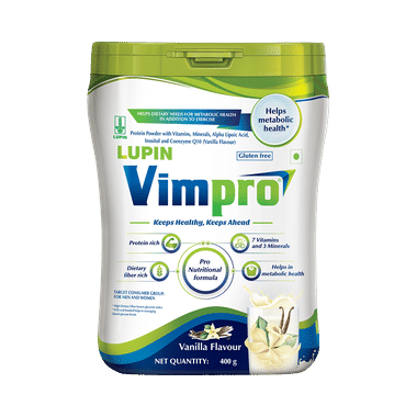 Vimpro Protein With ALA, Inositol & Coenzyme Q10 | Gluten Free | Flavour Vanilla Powder