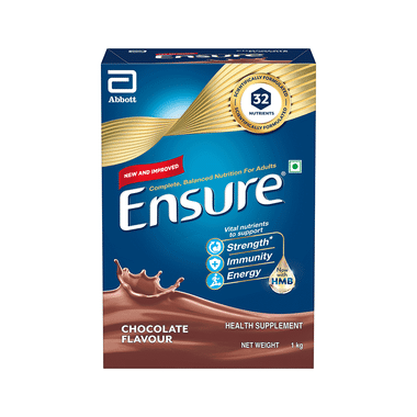 Ensure Powder Powder Complete Balanced Drink For Adults | For Strength, Immunity & Energy | With Essential Vitamins | Nutrition Formula Chocolate Refill