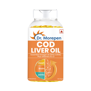 Dr. Morepen Cod Liver Oil With Omega-3, Vitamin A & D | Softgel For Heart, Brain & Joints Health