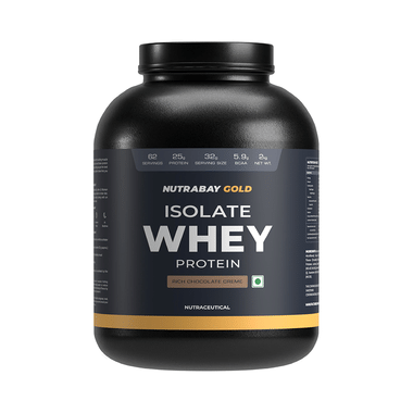 Nutrabay Gold Isolate Whey Protein For Muscles, Recovery, Digestion & Immunity | No Added Sugar | Flavour Rich Chocolate Creme