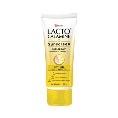 Lacto Calamine Sunscreen | With Kaolin Clay & Lemon Extract | SPF 50 PA+++ UVA/UVB | Paraben-Free