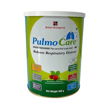 Pulmocare  Powder With Vitamins, Minerals & NAC For Respiratory & Lung Health | Flavour Strawberry Gluten Free