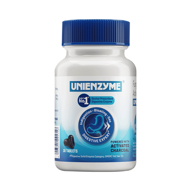 Unienzyme Tablet with Activated Charcoal | For Indigestion, Bloating & Gas | Stomach Care & Liver Care