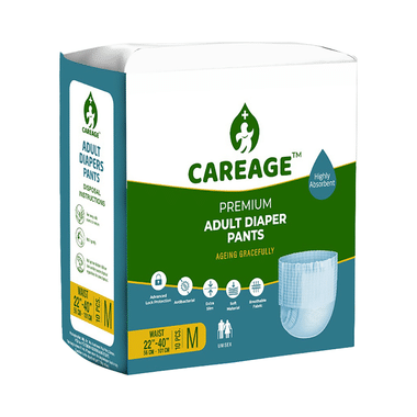 Careage Premium Adult Diaper Pants | Absorbent Core Elastic Waist Diaper | (10 Each) Medium