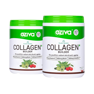 Oziva Plant Based Vegan Collagen Builder Berry & Orange Flavour with Biotin & Vit C for Brighter & Youthful Skin (250gm Each)