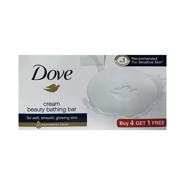 Dove Cream Beauty Bathing Bar For Nourished Skin (125gm Each) Buy 4 Get 1 Free