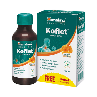 Himalaya Koflet Cough Syrup  25% Honey With 6 Koflet Lozenges Free