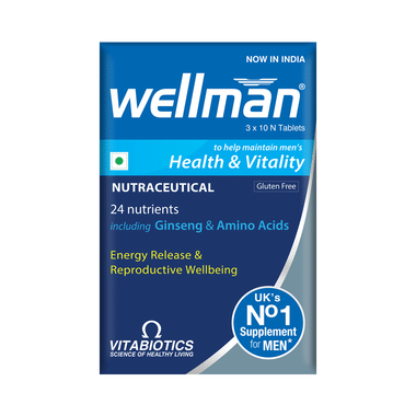 Wellman Gluten Free Health Supplement For Men With Vitamins & Minerals, Ginseng & Amino Acids | For Energy & Vitality | Nutrition Formula