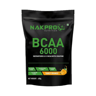 Nakpro Nutrition BCAA 6000 Instantized 2:1:1 BCAA With Creatine Powder Tangy Orange