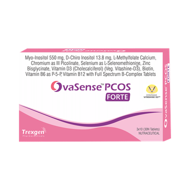 Trexgen OvaSense PCOS Forte With Myo-Inositol, Vitamin D3, Calcium, Zinc & Biotin | Tablet